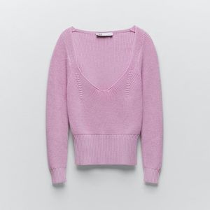 Zara Cropped Pink Sweater